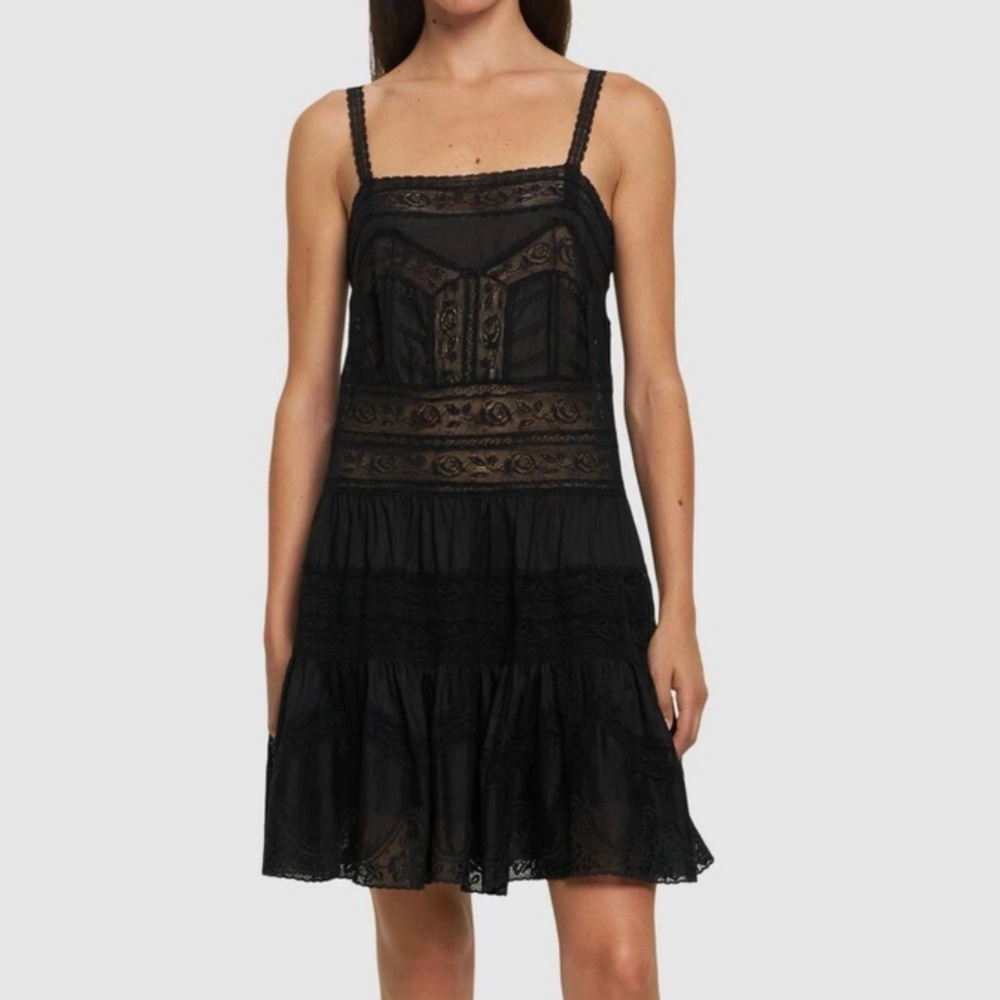 NWT New ZIMMERMANN Halliday Cotton Lace Trim Mini Shift Dress Size 1